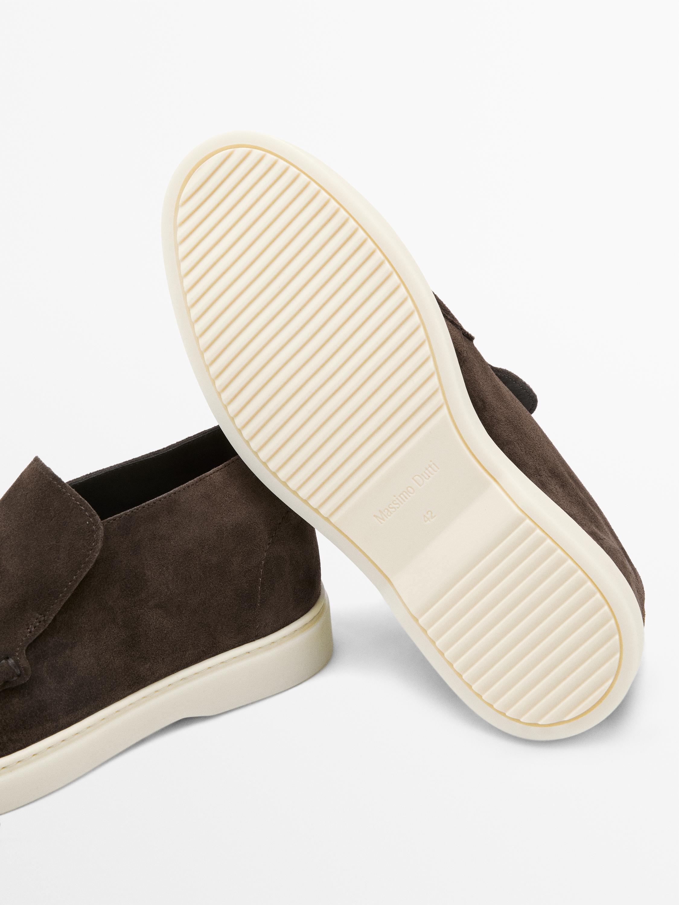 Split leather boot-style loafers